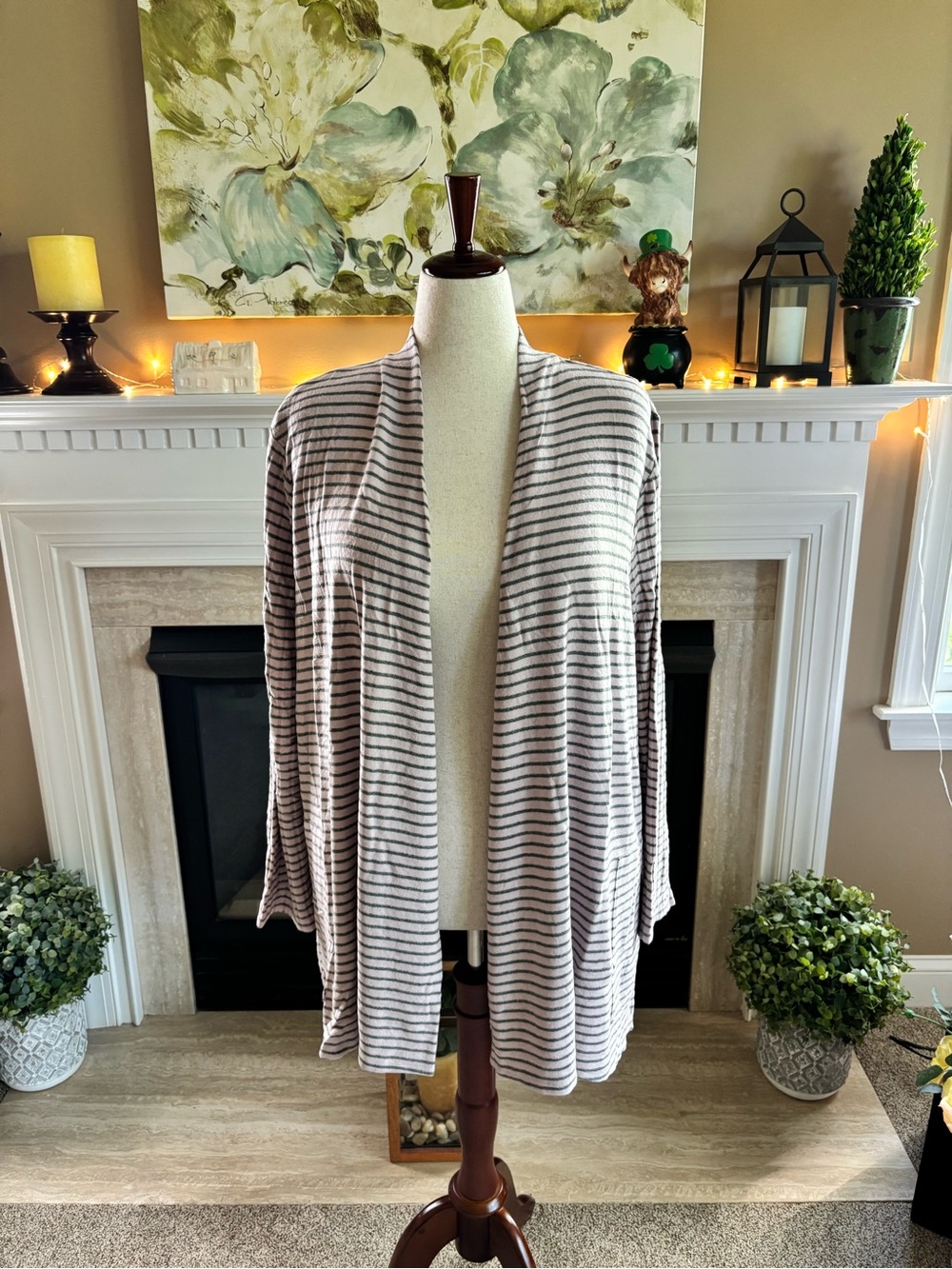 *NEW* Chico’s Chevron Stripe Cardigan Sweater Jacket -Venetian Pink - Size 20/22